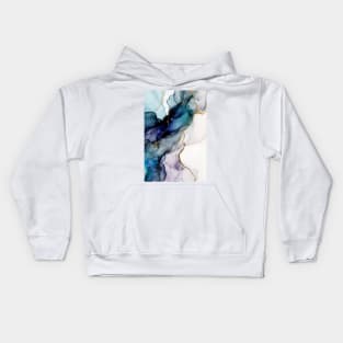 Azure Glimmer - Abstract Alcohol Ink Art Kids Hoodie